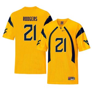 Men's West Virginia Mountaineers NCAA #21 Ira Errett Rodgers Yellow Authentic Nike Retro Stitched College Football Jersey OZ15T46ST